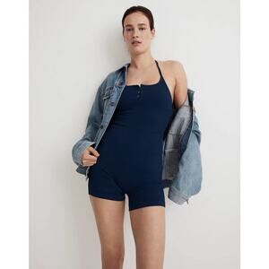Madewell MWL Seamless Halter Biker Unitard in Classic Indigo Size XXS-XS